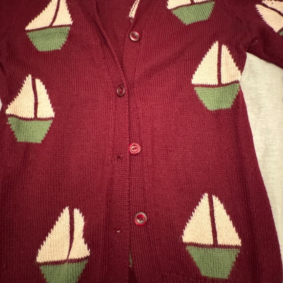 Modcloth quirky sailboat burgundy alpaca cardigan, xs - Picture 4 of 7